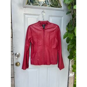 Bcbg tight fitting leather jacket